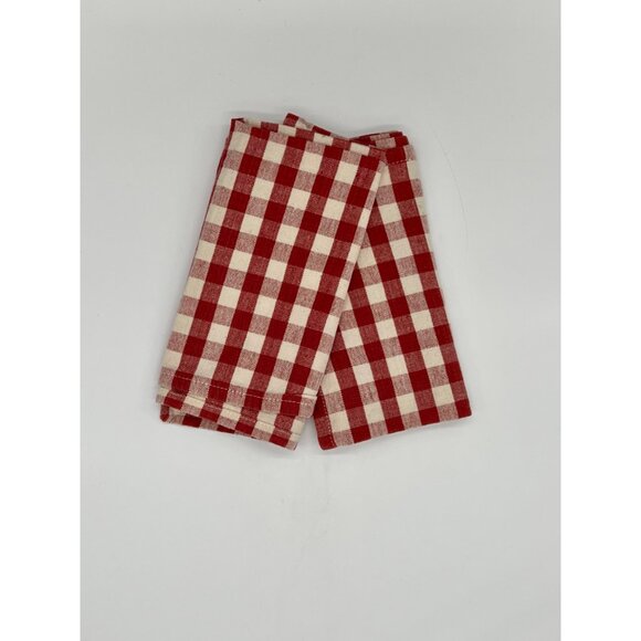 Set of 2 Red and White Gingham Cotton Napkins 17 x 16" - Picture 1 of 4